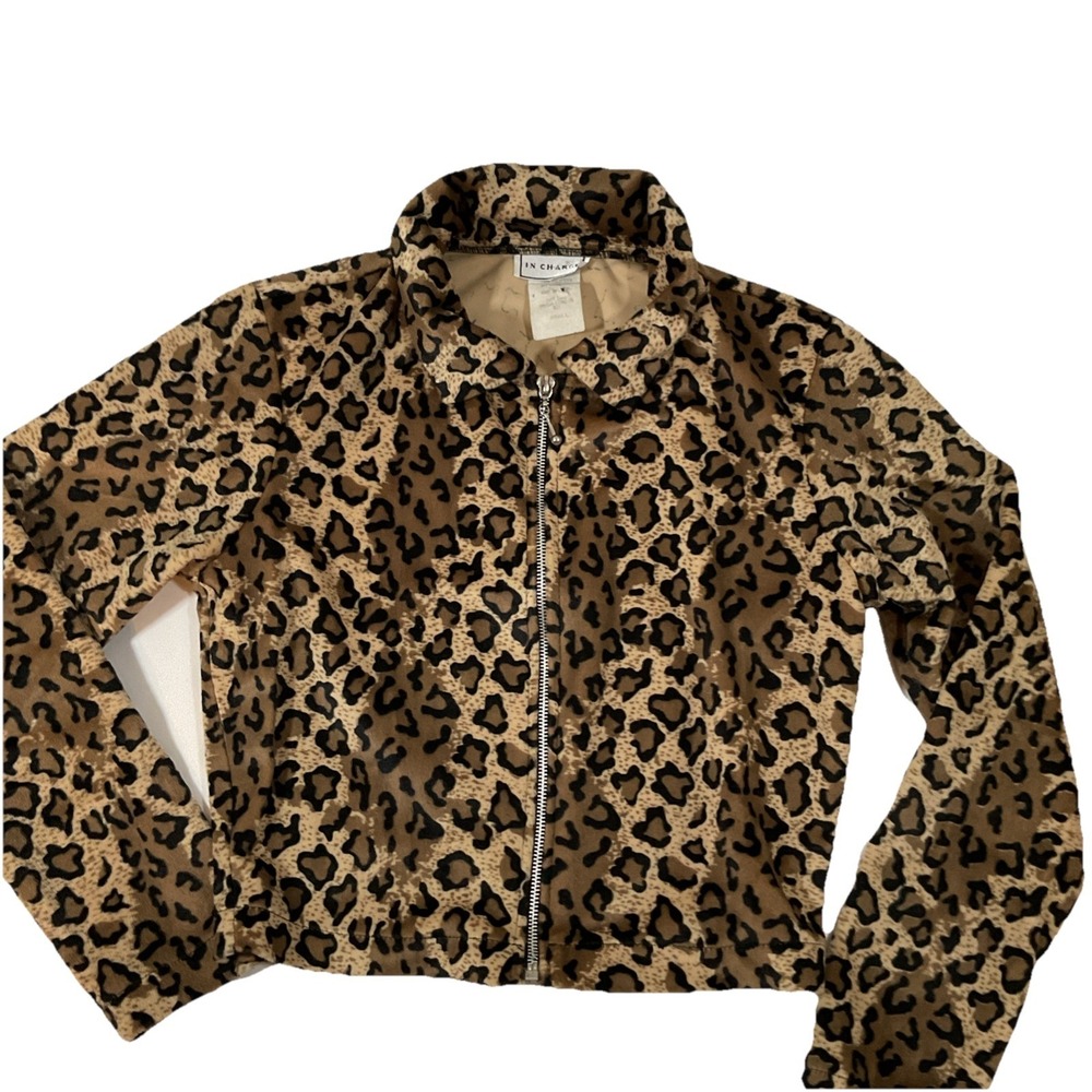 Identity Velvet Giraffe‎ Animal Print Jacket Women's Size Small H71